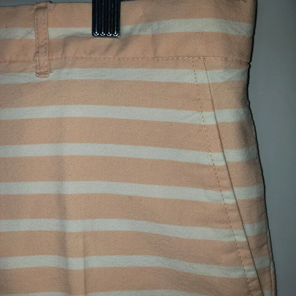GAP Boyfriend Essential Roll Up Bermuda Shorts Peach White Stripes Womens Size 8